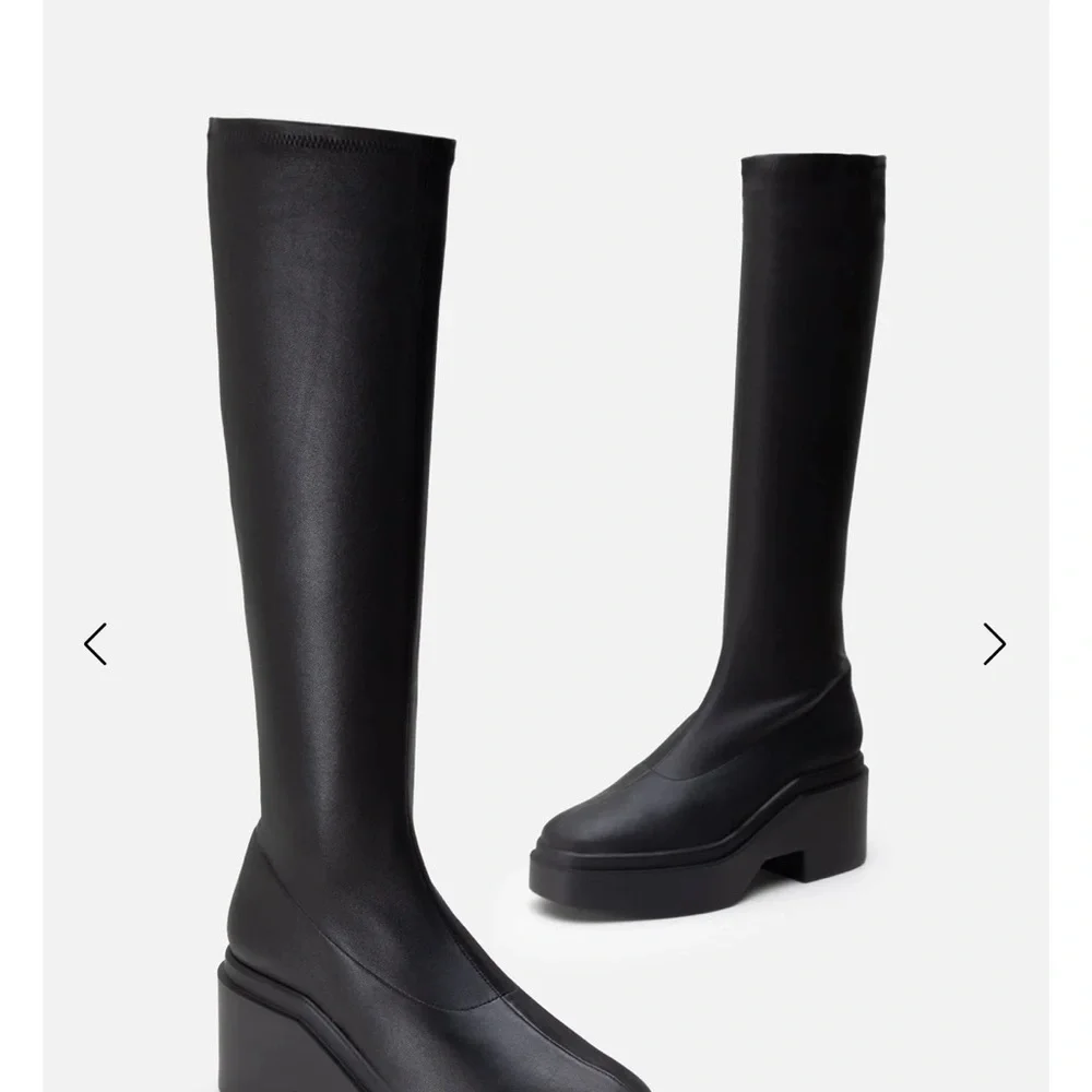 Robert Clergerie Nova Suede Stretch Black Platform Boots - Picture 2 of 12